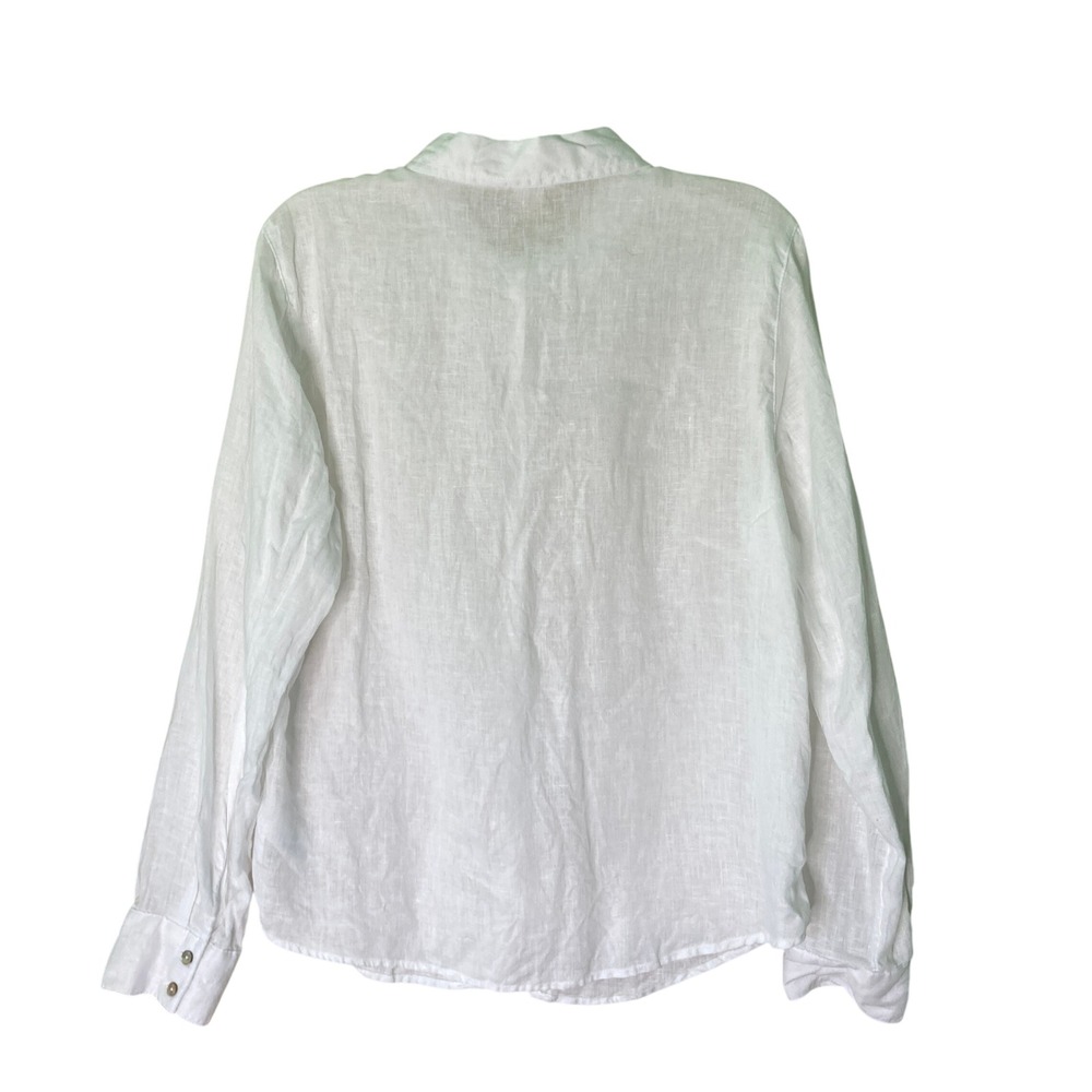 Joie 100% Linen Long Sleeve Shirt White Collar Button Down Beachy Classic Size L - Picture 7 of 14